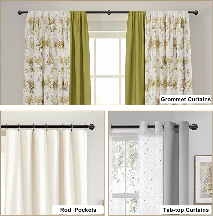 Bronze Curtain Rods 18 to 45 Inch, Industrial Curtain Rods,Adjustable Length,1 in Diameter Pipe,Wall or Ceiling Mounted,for Bedroom and Living Room(Antique Red Bronze 18” to 45”)