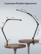 MediAcous LED Desk Lamp with Clamp, Dual Light Desk Lamp with Swing Arm, 4 Color Modes & 4 Brightness Metal Table Lamp, Eye-Caring Clip-on Lamp with Memory Function for Home Office Work Study