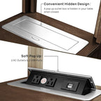 HIFYOBRO End Table with Charging Station, Narrow Side Table with Storage, Nightstand for Small Spaces with USB Ports & Power Outlets Bedside Table-Cherry