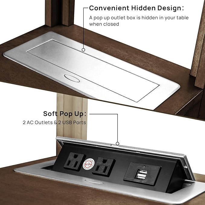 HIFYOBRO End Table with Charging Station, Narrow Side Table with Storage, Nightstand for Small Spaces with USB Ports & Power Outlets Bedside Table-Cherry