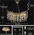 Modern Crystal Gold Chandelier, 36" Large Rectangular Oval Tree Branch Crystal Chandeliers for Dining Room,16-Light Flush Mount K9 Crystal Chandeliers, for Kitchen Island,Dining Room