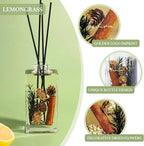 Reed Diffuser Set, 5 fl oz Lemongrass Scented Oil Diffuser, Home Fragrance with Cotton Reed Sticks for Bedroom, Office, Bathroom Shelf Decor & Gifts
