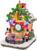 Holiday Cuckoo Clock Santa Reindeer LED Lighted Animated Christmas Village with Sound and Motion 6" x 6" x 8"