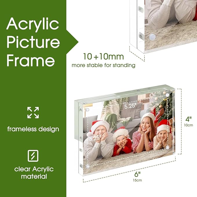 SYNTRIFIC 36 PACK Magnetic Picture Frame,4X6 Acrylic Frame Double Sided Picture Frame,20mm Thickness Magnetic Premium Acrylic Picture Frames Gifts Ideal