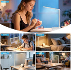 White crown LED Desk Lamp Dimmable Table Lamp Reading Lamp with USB Charging Port, 5 Lighting Modes, Sensitive Control, 30/60 Minutes Timer (White, First-Generation)