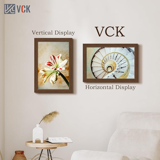 VCK 12x18 Picture Frame 3 Pack, Brown Wood Poster Frame with Exclusive Wood Grain, Wall Mounting Hanging