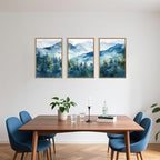 Celestdeco Blue Ridge Mountains Forest Framed Canvas Wall Art Set, Natural Landscape Wall Decor, Green Pine Trees Wall Painting, Woodland Artworks for Living Room, Bedroom, Dining Room - 16"x24"x3