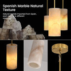 Alabaster Pendant Lights Kitchen Island, Brass Marble Pendant Lighting, Gold Modern Pendant Lights Fixtures for Bedroom Bathroom Living & Dinning Room(Include E12 Bulb)