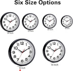 Wall Clock 18 Inch Silent Non-Ticking Modern Clock Battery Operated Classic Simple Minimalist Analog Decorative for Kitchen, Living Room,Office, Bedroom, Bathroom (Black)