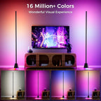 2PCS RGB Corner Floor Lamp, 60 Inch Bright Standing Lamps for Bedroom with APP and Remote Modern Floor Lamp Color Changing Ambience Light with Music Sync and 16 Million Colors
