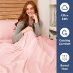 Queen Sheets Set 6 Piece - Bed Sheets Queen Size - Soft Hotel Luxury Bedding - Cooling, Comfy & Breathable - 1 Flat & 1 Fitted and 4 Pillowcases with Deep Pockets - Wrinkle and Fade Free - Baby Pink