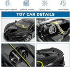 Car Toys for Boys 1 32 Diecast Cars Collectibles Car Model Kit,Metal Toy Car for Boys and Girls,Pull Back Cars with Lights and Sounds,Cars for Kids Ages 3-5（Black）