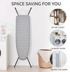 APEXCHASER Full Size Ironing Board with Iron Rest, Lightweight Iron Board with Height Adjustable, Extra Thick Heat-Resistant Cover with Padding, Heavy-Duty Sturdy Metal Legs, 43x13 Grey