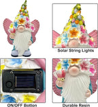 BAYN Garden Gnome Statues Outdoor Decor, Solar Powered Outdoor Gnome with Butterfly Wing Decorative Yard Garden Lights Art Gifts with 11 Warm White LEDs