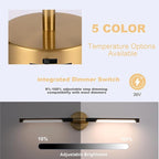 BONLICHT Bathroom Light Fixtures Over Mirror 24 Inch, 12W 350°Rotatable Dimmable 2700-5500K LED Wall Vanity Light Bar Black and Brushed Brass Modern Bathroom Vanity Lights picture and display lighting