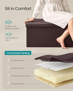 SONGMICS MAZIE Collection - 30 Inches Folding Storage Ottoman Bench, Ottoman with Storage, Foot Rest Stool, Load 660 lb, for Living Room, Synthetic Leather, Brown ULSF40Z