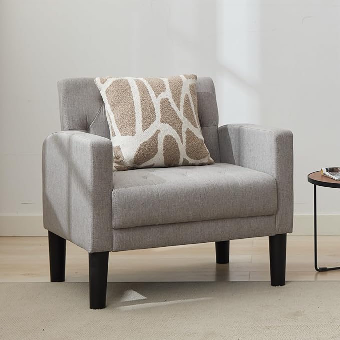 TYBOATLE Accent Chair Comfy Living Room Chair Tufted Mid Century Modern Accent Chairs Cozy Upholstered Reading Armchair for Office Bedroom