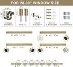 Curtain Rods for 28-99” Windows, Splicing Construction, 1” Adjustable Drapery Rod with Aluminum Alloy Brackets and Finials for Window, Sliding Door, Patio, Living Room Decoration, Antique Bronze