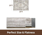 AMOAMI-2X3 Small Rug-Washable Rugs Entryway Mat Indoor-Soft Vintage Non Slip Rugs for Kitchen Laundry Room Bathroom Grey Decorative Accent Rug for in Front of Sink 24 Inch x36 Inch