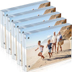5 Pack 4 x 6 Inches Acrylic Picture Frame Desktop Frameless Photo Frame Double Sided Transparent Acrylic Horizontal Magnetic for Desk Desktop Display Pictures Holder