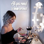 WLHOPE All you need is Brows Neon Sign White Led Neon Signs for Wall Decor, Nails Neon Signs USB Letter Neon Light Signs for Bedroom Girls Room Beauty Shop Nails Room Party Gift, Neon Nail Sign