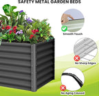 Galvanized Raised Garden Bed Outdoor, 2 Pcs 6x3x2FT Outdoor Large Planter Raised Beds Open Base with Safety Edge and Glove for Vegetables Flowers Ground Planter, Dark Gray
