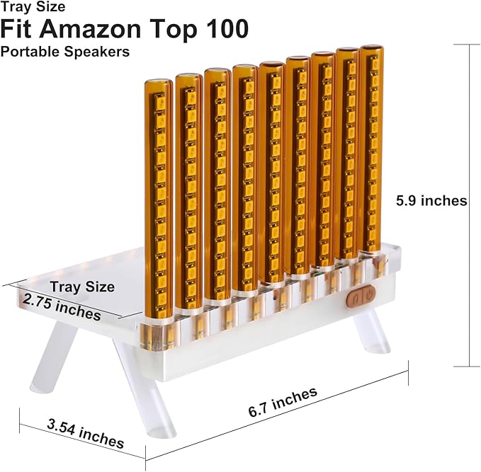 Corded Music Sync LED Light, Sound & App Reactive Mood & Ambient Lighting - Cool & Creative Multicolor Decorative Art Desk Table Lamp 9 Tubes (Orange)
