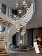 Staircase Chandelier Crystal Ceiling Lights Large Chandeliers for High Ceilings Crystal Raindrop Chandelier High Ceiling Light for Living Room Stair Entryway Hallway Foyer