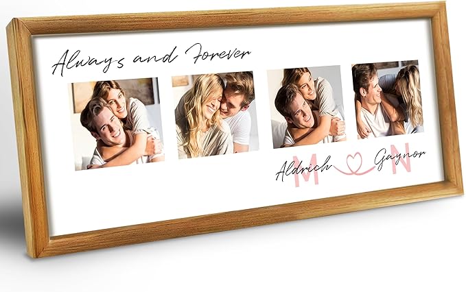 Gifts for Him/Her - Personalized Photo Frame with Love Design, Wall Mount or Tabletop Display, Romantic Gifts for Boyfriend Girlfriend Anniversary Birthday Valentine's