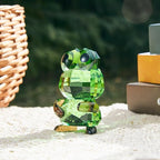Crystal Frog Figurine - Art Glass Animals Desk Decor & Home Office Ornament, Handmade Collectible Gifts for Frog Lovers