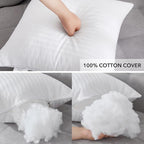Oubonun 30 x 30 Throw Pillow Inserts, Firm and Fluffy Decorative Square Pillows for Couch Bed Sofa with Soft Cotton Cover White Cushion with Down Alternative Pack of 2
