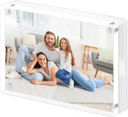 Magnetic Double Sided Clear Acrylic Photo Frame, 4 x 6 Inches，20MM Thick for Desktop Display