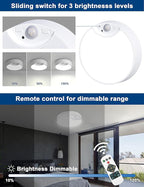 Battery Operated Motion Sensor Ceiling Light Indoor, LED Fixture Wireless Wall Light with Remote Control Brightness Dimmable Timer Setting Daylight for Closet Garage Shed, 2 Pack