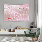 Houselerax Japanese Koi Fish Tapestry, Cherry Blossoms Asian Oriental Pink Flower Branch Koi Fish Carp Tapestries Wall Hanging for Bedroom Living Room Office Decor 90"x60"