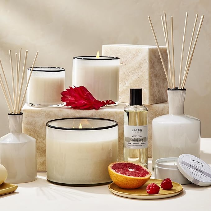 LAFCO New York Reed Diffuser Refill, Champagne - 8.4 oz - Up to 4-Month Fragrance Life - Includes Natural Wood Reeds - Free of Dyes & Propellants - Made in The USA