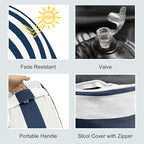 LVTXIII Inflatable Stool Ottoman Footrest with Handle, All Weather Foot Rest, Indoor or Outdoor Use for Home Patio Garden and Camping, D21 x H9, Cabana Navy