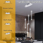5 Light Mini Chandelier LED Pendant Lighting for Kitchen Island Modern Bubble Crystal Pendant Light Adjustable Pendant Light Fixture Chrome Ceiling Handing Lights for Dinning Room Bedroom 2700K 6000K
