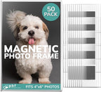 pbf 4x6 Magnetic Picture Frames for Refrigerator | 4 x 6 Clear Magnetic Acrylic Frames | Magnetic Photo Holders for Fridge, Locker, Photo Board, Art Display, Sign Holder (50-Pack)