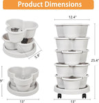 VECELO 5 Tier Vertical Garden Planter, Self Watering Stackable Planters with Wheels for Strawberries, Herbs, Flowers, Vegetables, Gray