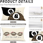 Leopard Star Lucky 8 Ball Throw Pillow Covers 20x12, Cheetah Print Room Decor, Trendy Funky Y2K Leopard Print Decorative Pillow Covers for Girls Room Dorm Apartment Home，Set of 2