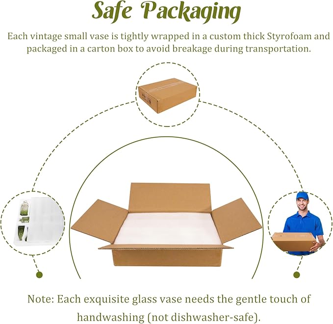 Set of 40 Glass Bud Vases, Small Green Glass Vases in Bulk, Mini Vintage Embossed Flower Vase for Wedding, Centerpieces, Birthday Party, Baby Shower, Home Table Decorations (Green)