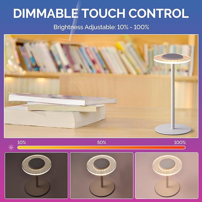 LOFTEK Cordless LED Table Lamp: Color Changing Night Light,RGB Mode with Over 100 Colors Rotating and Changing,Touch Switch,Rechargeable for Party,Bedroom,Living Room,Game Room,Camping