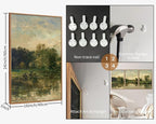 Tinonedraw Vintage Landscape Framed Canvas Wall Art Set of 3, French Country Art Prints, Nature Green Trees and Lake Art Paintings, Rustic Aesthetic Wall Decor for Living Room Bedroom Office 16"x24"x3