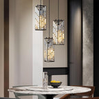 Black Pendant Lighting Modern Pendant Light, Mini Crystal Chandeliers,Adjustable Pendant Light Fixture for Kitchen Island Dinning Room Bedroom (3 Light)