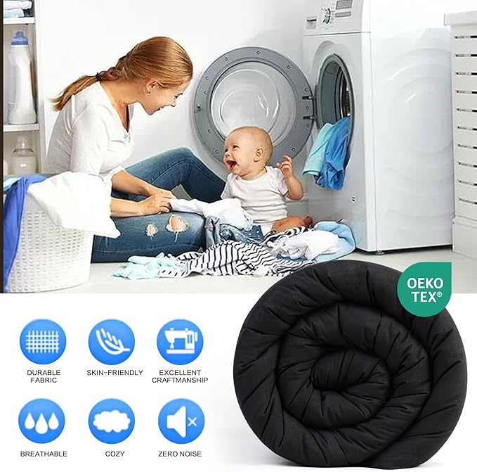 EASELAND Full Size Down Alternative Comforter - Quilted Duvet Insert for All Seasons, Soft Lightweight with Corner Tabs, Summer Winter Warm Bedding, Black 82×86 Inches