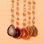 Agate Gemstone Dream Catcher 7 Chakra Tree of Life Dream Catcher with Rainbow Crystal Stones Handmade Dreamcatcher Wall Decor for Adults Boys Girls,Bedroom,Wedding,Garden,Bless Gift(Orange Moon)