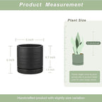 6 Inch Plant Pots, Ceramic Planter Pot with Drainage Hole & Saucer, Indoor/Outdoor Cylinder Round Planter Pot, Matte Black