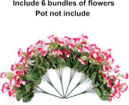 Hibiscus Artificial Flowers Plants for Outdoors Decoration, 6 Bundles Silk Hibiscus Bouquet Tropical Flowers Artificial Realistic UV Resistant Fake Flower for Outside Planter Porch Patio Balcony, Pink