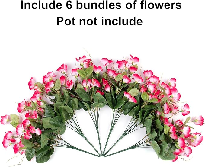 Hibiscus Artificial Flowers Plants for Outdoors Decoration, 6 Bundles Silk Hibiscus Bouquet Tropical Flowers Artificial Realistic UV Resistant Fake Flower for Outside Planter Porch Patio Balcony, Pink
