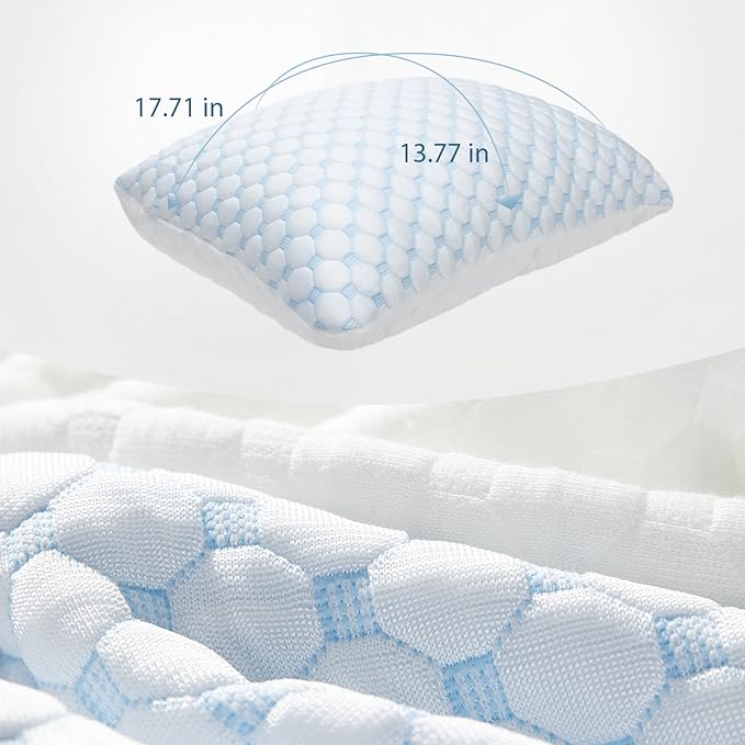 Shredded Memory Foam Pillows for Travel Cooling Pillows for Hot Sleepers Support Adjustable Travel Pillow with Extra Fill